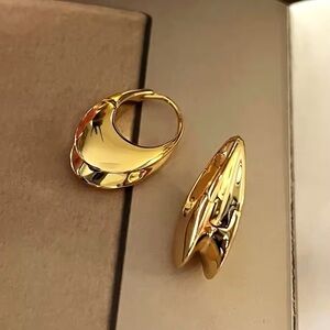 18 k gold plate  perfect everyday size Gold Logo Hoop Earrings